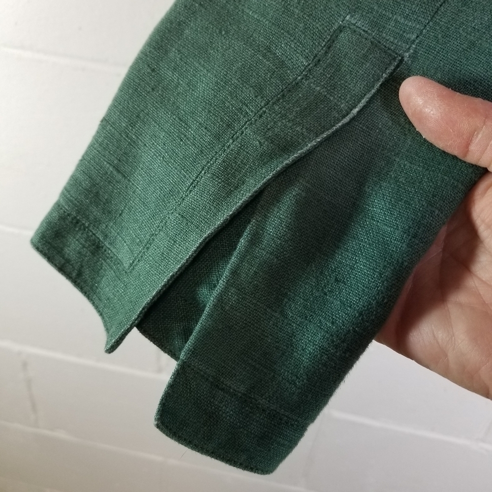 Akris Punto teal green linen cropped jacket - Picture 6 of 12